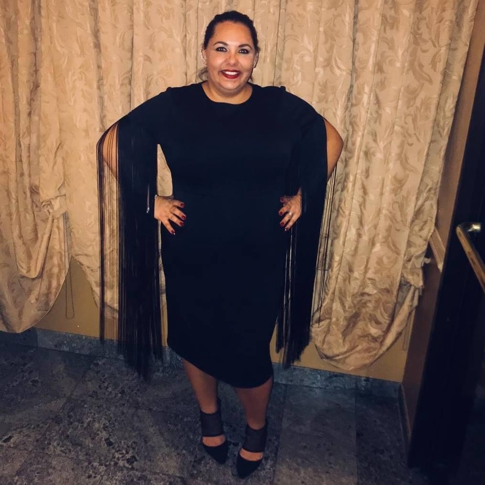 Lavish Alice fringe sleeve cocktail dress